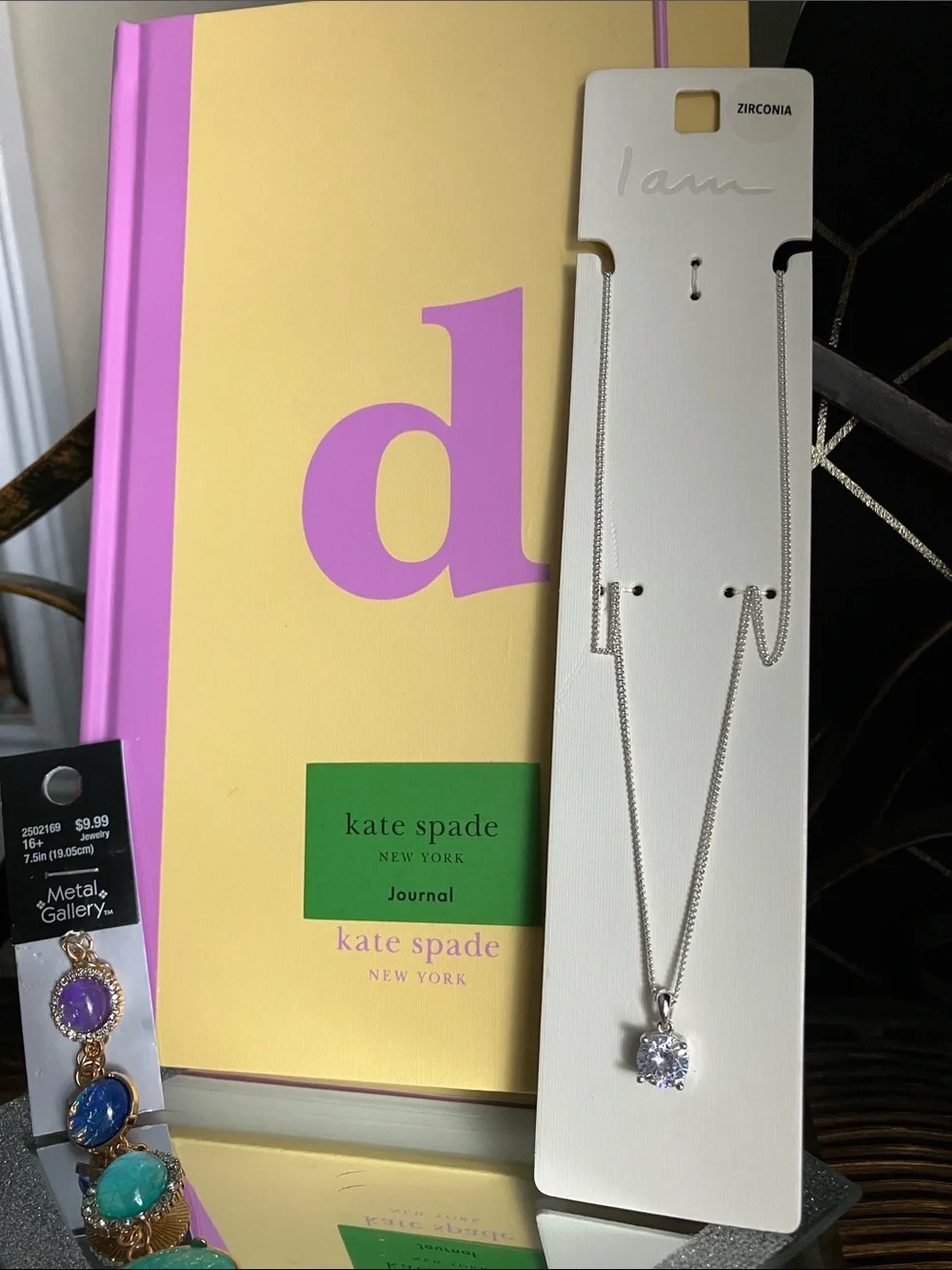 kate spade Yellow & Purple Journal with Silver Pendant Necklace or bracelet FREE
